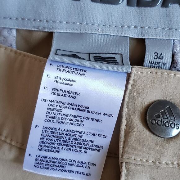 Adidas Pants Mens 34 Beige Golf Straight Tapered Sport Trousers Tech Chino 34x32 - Picture 4 of 10